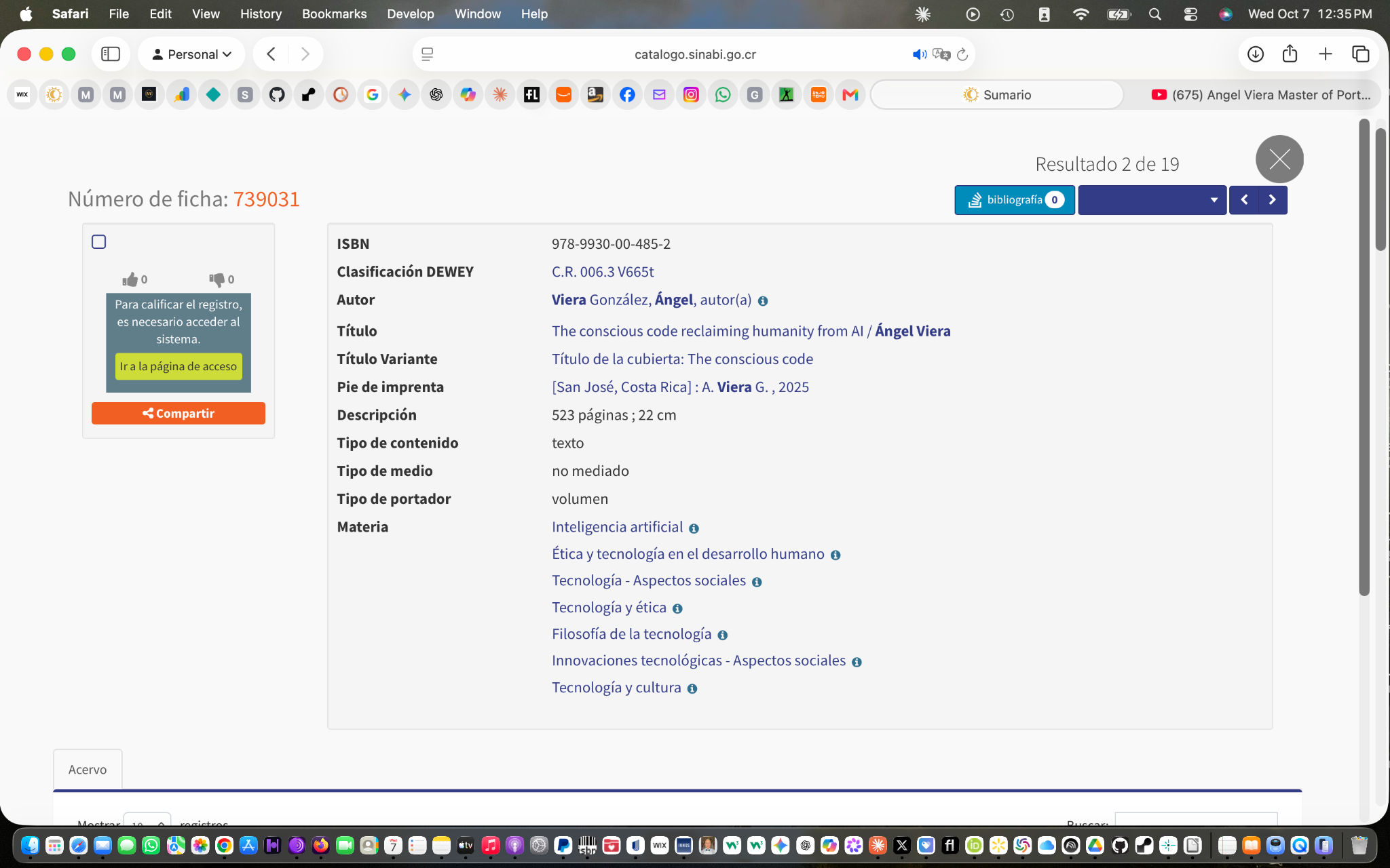 SINABI catalog record for The Conscious Code